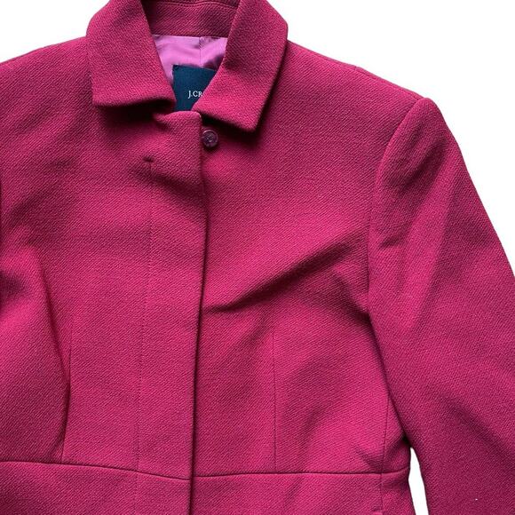 J. Crew Red Italian Double Wool Trench Coat Petite Size 2 Jacket Topcoat - Picture 2 of 6